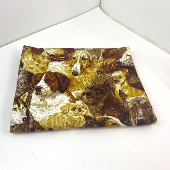 Dogs Home Decor Fabric 36"x 45" Craft Drapery Screen Print Brown Gold Novelty - Picture 14 of 14